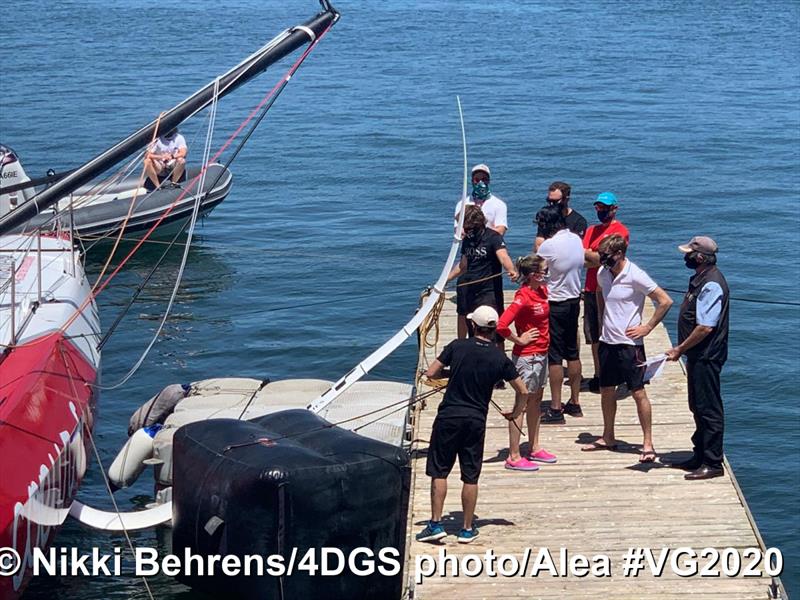 Initiatives Coeur, skipper Sam Davies(GBR), is pictured arriving in the harbour after having suffered major damages during the sailing race Vendée Globe, in Cape Town, South Africa, on December 5, 2020 photo copyright Nikki Behrens taken at Royal Cape Yacht Club and featuring the IMOCA class