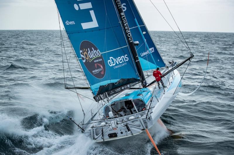 Thomas Ruyant aboard LinkedOut - Vendée Globe photo copyright Pierre Bouras / TR Racing / DPPI taken at  and featuring the IMOCA class