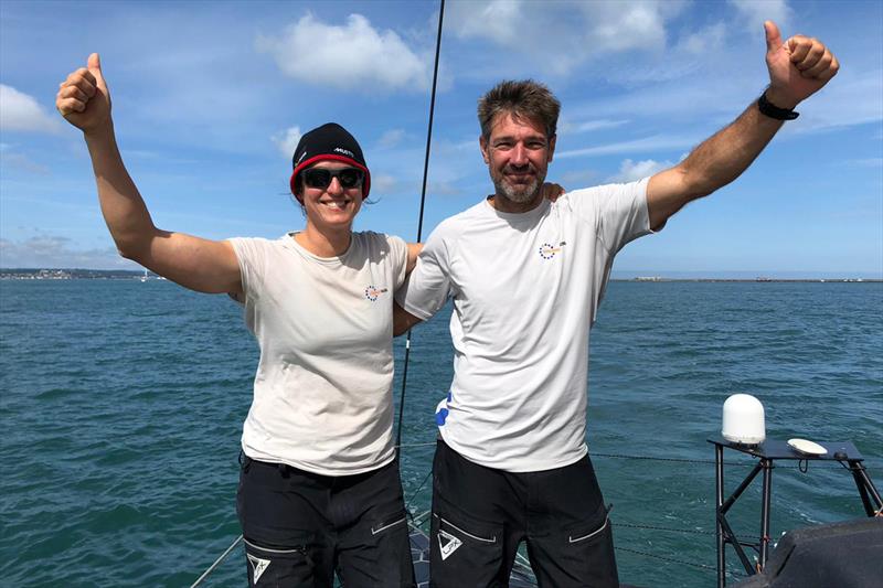 Onboard 11th Hour Racing Team during the Rolex Fastnet Race, co-skippper by Justine Mettraux and Simon Fisher. The double-handed team came third in the IMOCA class - photo © Harry KH 