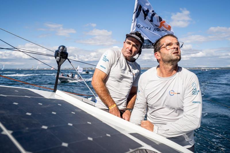 11th Hour Racing Team at Le Défi Azimut photo copyright Amory Ross / 11th Hour Racing taken at  and featuring the IMOCA class