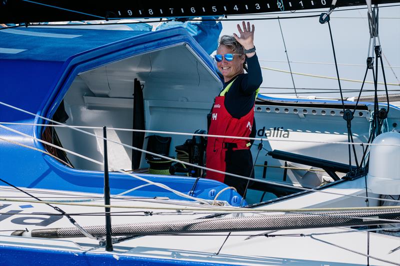 Pip Hare on Medallia during the Guyader Bermudes 1000 Race photo copyright Jean-Louis Carli taken at  and featuring the IMOCA class