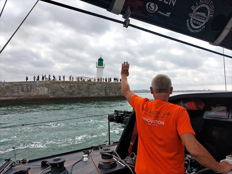 Norbert waving goodbye to fans  - ANT ARCTIC LAB photo copyright Innovation Yachts taken at  and featuring the IMOCA class