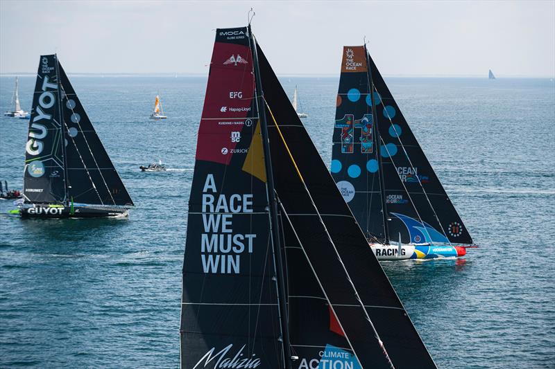 Three of the teams that will compete in The Ocean Race 2022-23 photo copyright Vincent Curutchet / IMOCA taken at  and featuring the IMOCA class
