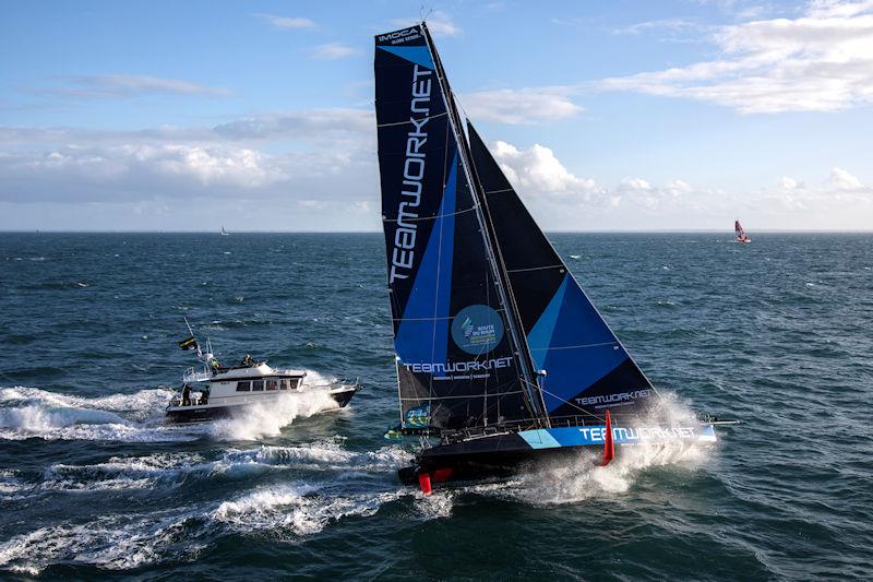 Justine Mettraux (Teamwork.net) finishes seventh and top female in the IMOCA class, Route du Rhum-Destination Guadeloupe photo copyright Vincent Olivaud / #RDR2022 taken at  and featuring the IMOCA class