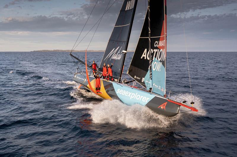 Yann Eliès and Axelle Pillain join Boris Herrmann, Will Harris, Rosalin Kuiper, Nicolas Lunven and onboard reporter Antoine Auriol for The Ocean Race 2022-23 photo copyright Yann Riou taken at  and featuring the IMOCA class