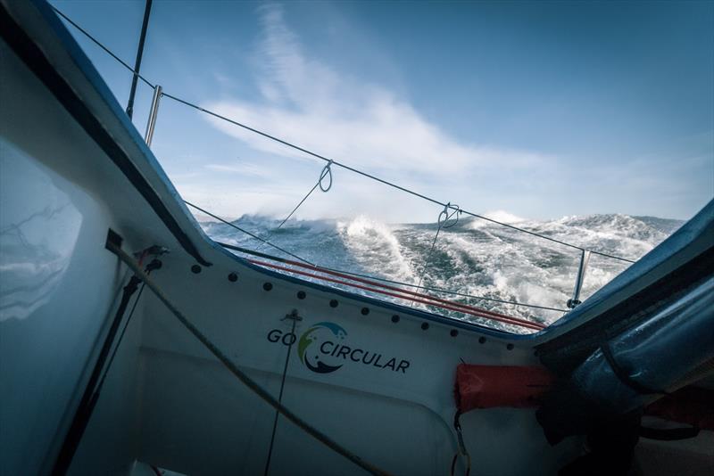 The Ocean Race Leg 1 onboard Holcim - PRB Team - The short and sharp sea state whilst sailing upwind makes it hard going for the boats photo copyright Julien Champolion - polaRYSE / Holcim - PRB taken at  and featuring the IMOCA class