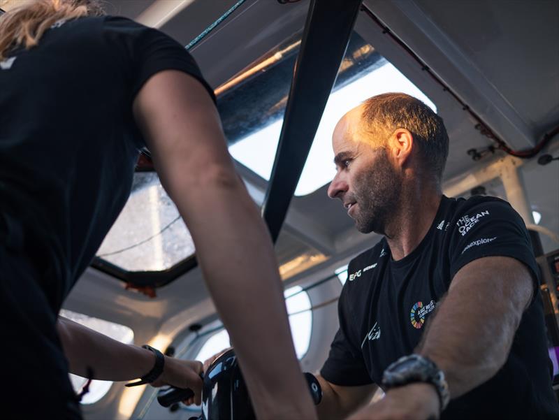 The Ocean Race Leg 2, Day 3 onboard Team Malizia. Nicolas Lunven on the grind - photo © Antoine Auriol / Team Malizia