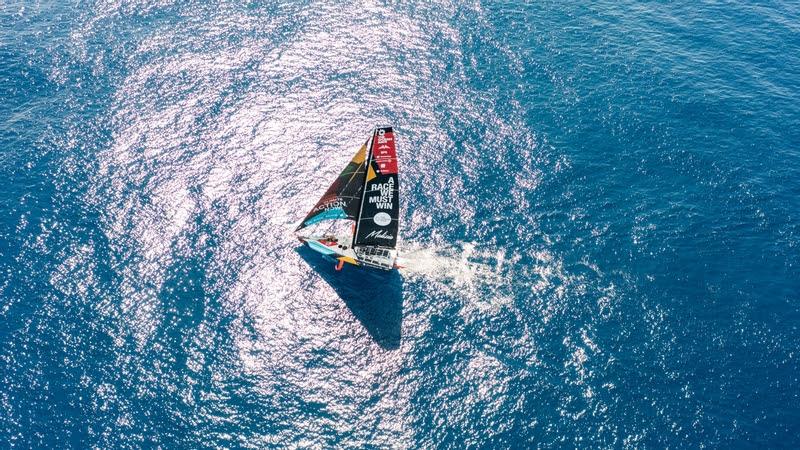 30 January 2023, Leg 2 onboard Team Malizia. Drone view during the Doldrums photo copyright Antoine Auriol / Team Malizia taken at  and featuring the IMOCA class