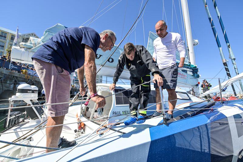 The Ocean Race 2022-23 start of Leg 3 in Cape Town - Biotherm back on the dock assessing the damage - photo © Sailing Energy / The Ocean Race 