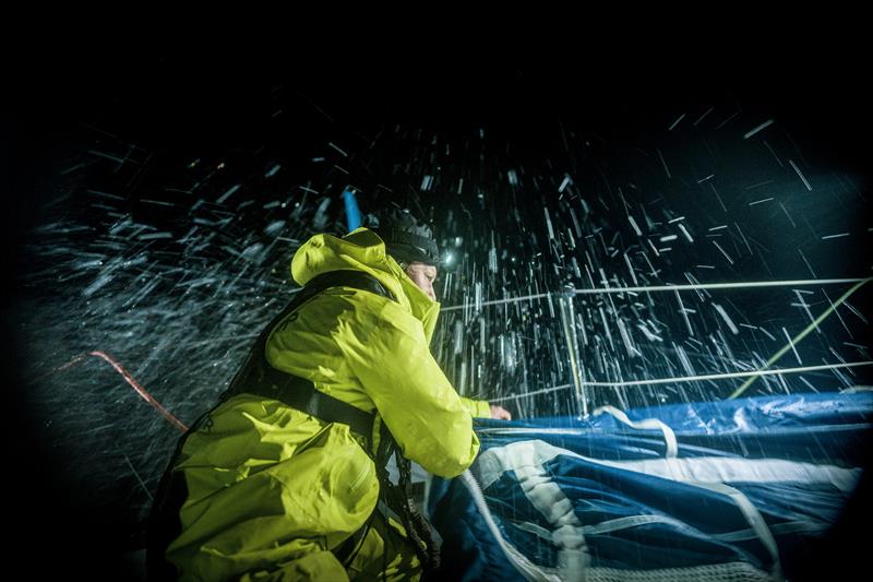 The Ocean Race 2022-23 Leg 3, day 16 onboard Holcim - PRB Team. Night Pacific drizzling onboard over Abby Ehler photo copyright Julien Champolion | polaRYSE / Holcim - PRB taken at  and featuring the IMOCA class