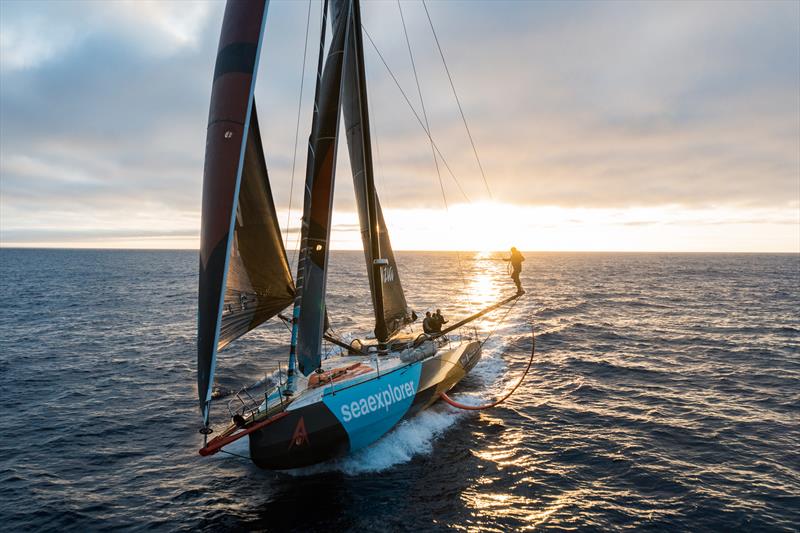 The Ocean Race 2022-23 Leg 3 onboard Team Malizia. Drone view photo copyright Antoine Auriol / Team Malizia taken at  and featuring the IMOCA class