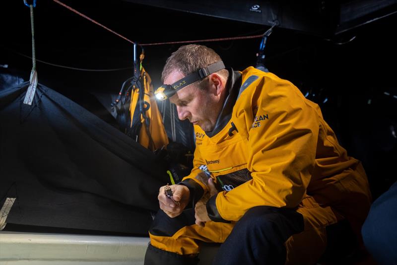The Ocean Race 2022-23 - 1 March , Leg 2, Day 2 onboard GUYOT environnement - Team Europe. A concerned Robert Stanjek, as the boat is coming back to Cape Town, due to a hull sandwich failure photo copyright Charles Drapeau / Guyot environnement - Team Europe taken at  and featuring the IMOCA class