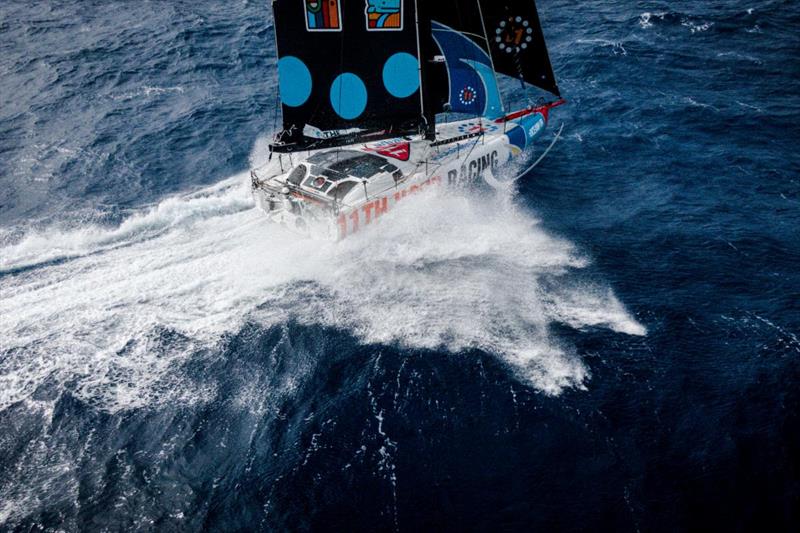 The Ocean Race 2022-23, Leg 3 onboard 11th Hour Racing Team. Malama sailing downwind in a small but confused Southern Ocean sea photo copyright Amory Ross / 11th Hour Racing / The Ocean Race taken at  and featuring the IMOCA class