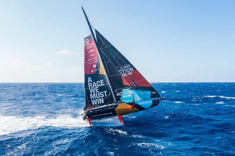 The Ocean Race 2022-23 Leg 3 Day 25 onboard Team Malizia. Drone view - photo © Antoine Auriol / Team Malizia / The Ocean Race