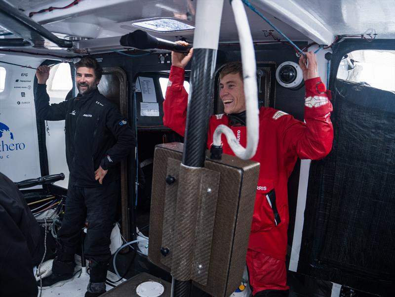 The Ocean Race 2022-23 Leg 3, Day 26 onboard Team Malizia. Skipper Boris Herrmann and Will Harris in the cockpit photo copyright Antoine Auriol / Team Malizia / The Ocean Race taken at  and featuring the IMOCA class