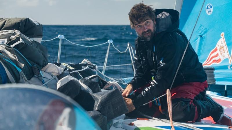 The Ocean Race 2022-23 - 30 March 2023, Leg 3 Day 32 onboard Team Malizia. Skipper Boris Herrmann working on deck photo copyright Antoine Auriol / Team Malizia / The Ocean Race taken at  and featuring the IMOCA class