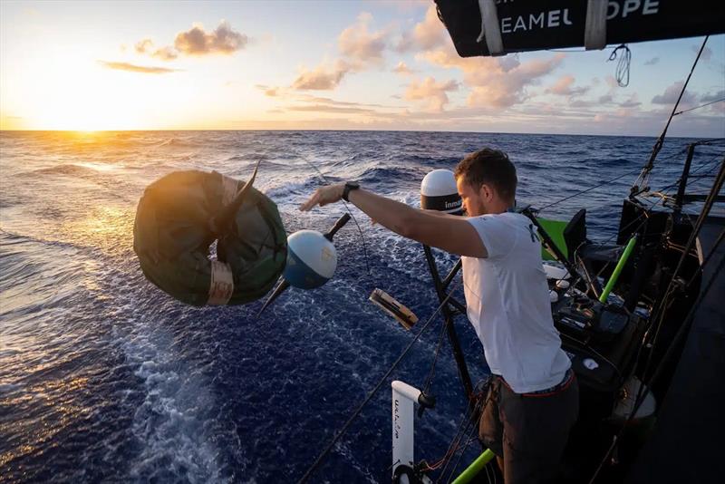 The crew participated in the research programme of The Ocean Race and launched a meteorological research buoy during the crossing photo copyright Charles Drapeau / GUYOT environnement - Team Europe taken at  and featuring the IMOCA class