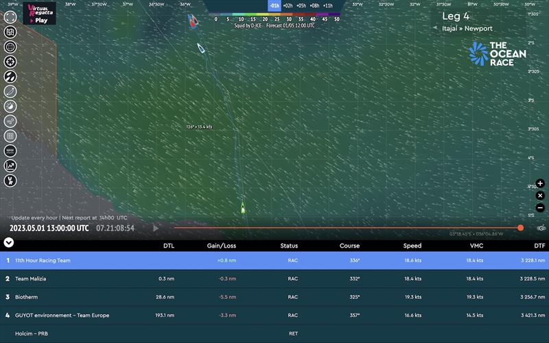 Leg 4 Tracker - 01.05.2023 13:00 UTC photo copyright The Ocean Race taken at  and featuring the IMOCA class