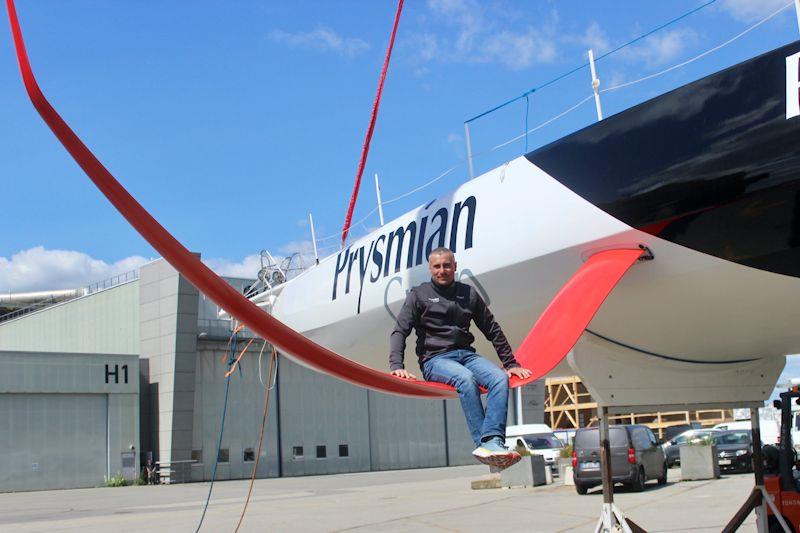 Giancarlo Pedote reveals an extra touch of Italy for the IMOCA Prysmian Group as new generation foils are fitted - photo © Prysmian Group