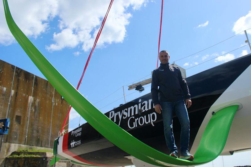 Giancarlo Pedote reveals an extra touch of Italy for the IMOCA Prysmian Group as new generation foils are fitted photo copyright Prysmian Group taken at  and featuring the IMOCA class