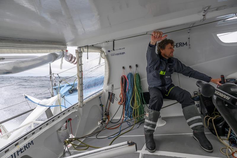 The Ocean Race 2022-23 - 23 May 2023, Leg 5 Day 2 onboard Biotherm. Skipper Paul Meilhat in the cockpit - photo © Ronan Gladu / Biotherm / The Ocean Race