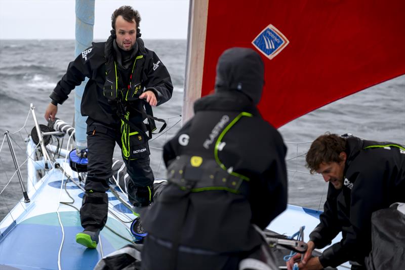 The Ocean Race 2022-23 - 26 May , Leg 5 Day 5 onboard Biotherm. Alan Roberts stacking sails.The Ocean Race 2022-23 - 26 May , Leg 5 Day 5 onboard Biotherm photo copyright Ronan Gladu / Biotherm / The Ocean Race taken at  and featuring the IMOCA class
