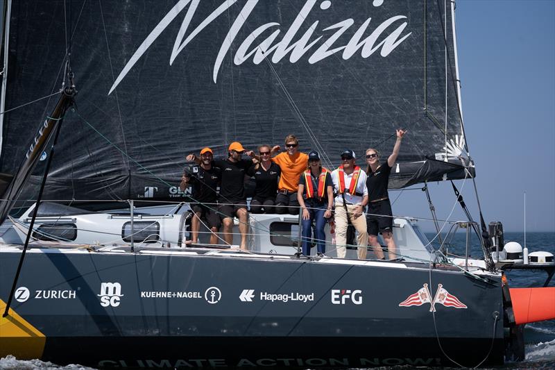 King Willem-Alexander and Queen Máxima came onboard Malizia - Seaexplorer after the finish line to sail into The Hague with the Team Malizia crew photo copyright Marie Lefloch / Team Malizia taken at  and featuring the IMOCA class