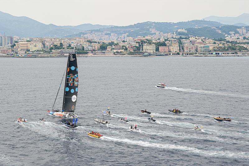 11th Hour Racing Team arrives in Genova, Italy as the first U.S.-flagged team, led by U.S. Skipper, Charlie Enright, to win The Ocean Race 2022-23 photo copyright Sailing Energy / The Ocean Race taken at  and featuring the IMOCA class