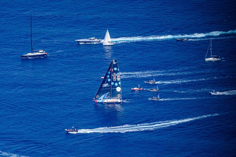 The Ocean Race VO65 Sprint Cup 2022-23 - 1 July 2023. Aerial view IMOCA In-Port Race in Genova photo copyright Sailing Energy / The Ocean Race taken at  and featuring the IMOCA class