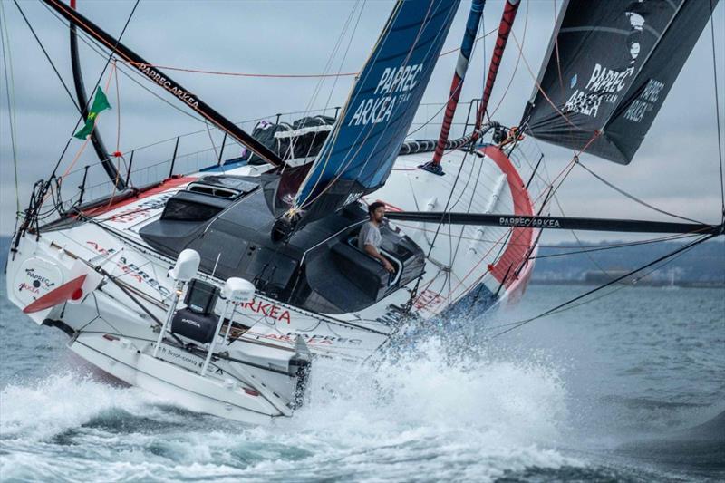 2023 Rolex Fastnet Race - Yoann Richomme (right) and Yann Eliès on Paprec Arkéa photo copyright Theo Dolivet-David @ Polaryse taken at Royal Ocean Racing Club and featuring the IMOCA class
