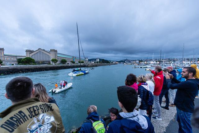 2023 Rolex Fastnet Race - Spectators welcome the arrival of MACIF Santé Prévoyance after the finish photo copyright Arthur Daniel / RORC taken at Royal Ocean Racing Club and featuring the IMOCA class