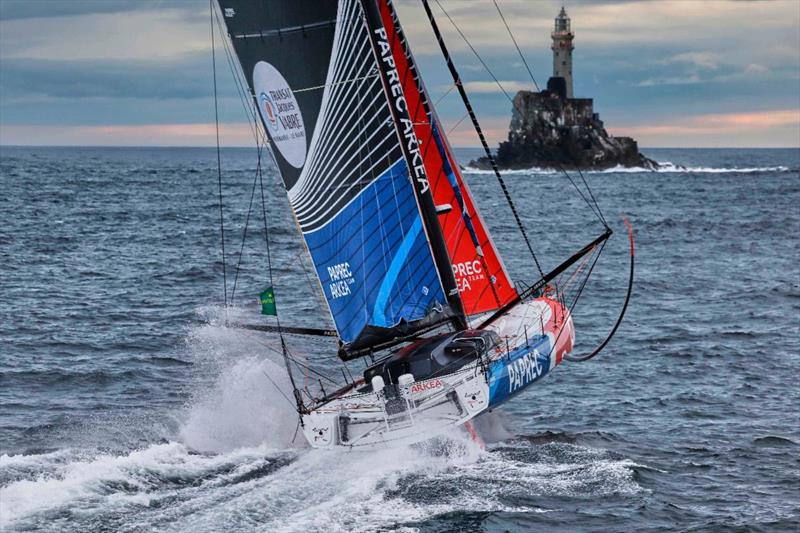Yoann Richomme's IMOCA Paprec Arkea, on the approach to the Fastnet Rock, finished a close second to MACIF in the 50th Rolex Fastnet Race - photo © Rolex / Carlo Borlenghi