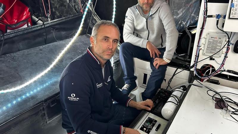 Fabrice Amedeo, skipper of Team Nexans – Art et Fenêtres (II) and Stefan Raimund, Ocean Science Advisor at The Ocean Race photo copyright Jean Marie Liot taken at  and featuring the IMOCA class