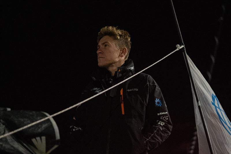 Will Harris preparing to dock off for the Transat Jacques Vabre photo copyright Marie Lefloch / Team Malizia taken at  and featuring the IMOCA class