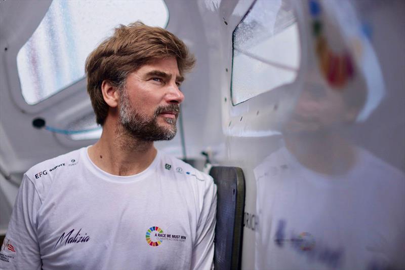 Boris Herrmann, moments before taking the start of his first solo race in 2023 - photo © Qaptur / Team Malizia