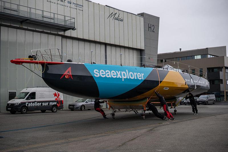 Team Malizia rolling their Malizia - Seaexplorer out of the shed - photo © Marie Lefloch / Team Malizia