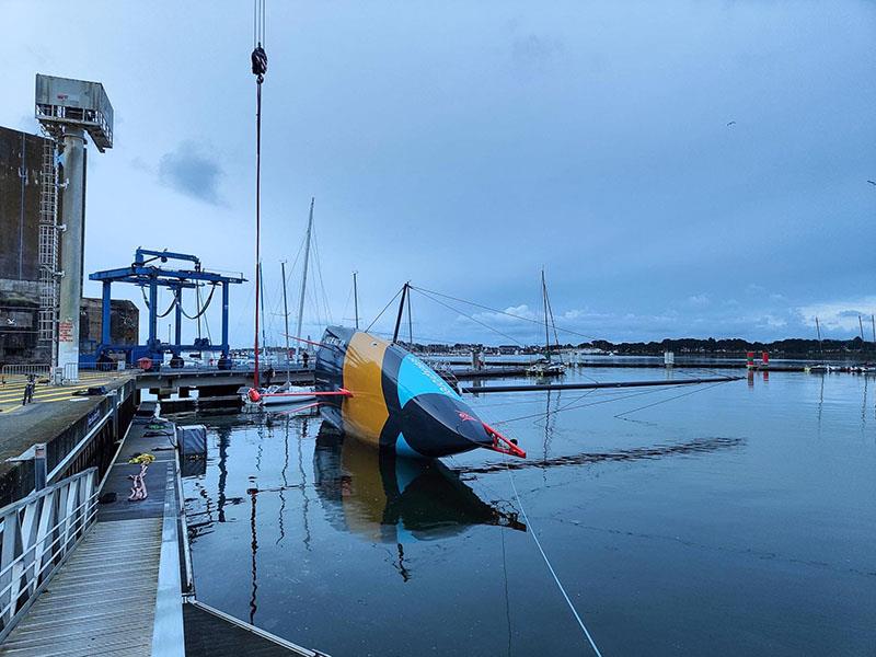 In the early hours of Tuesday morning, the team conducted a 90° test to determine the centre of gravity of Malizia - Seaexplorer, a requirement of the IMOCA class - photo © Marie Lefloch / Team Malizia