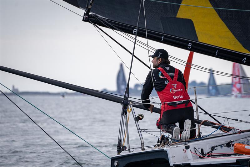 Boris Herrmann and his crew won the Île de Groix show race in 2 hours and 15 minutes last Tuesday photo copyright Marie Lefloch / Team Malizia taken at  and featuring the IMOCA class