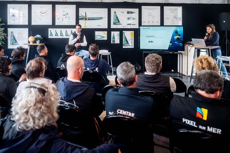 A meeting at The Transat CIC race village photo copyright Adrien Nivet / polaRYSE / IMOCA taken at  and featuring the IMOCA class