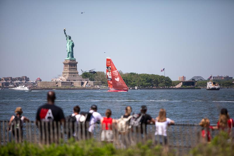 IMOCA Initiatives-Coeur before the Statue of Liberty being watched by guests during the Liberty Race from Governors Island, in New York, USA, on May 24 - photo © Noémie Trusty / Alea / Vendée Globe