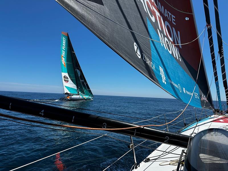 Boris Herrmann racing closely with Sam Goodchild right at the start of the race - New York Vendée Race - photo © Boris Herrmann / Team Malizia