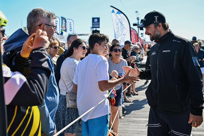 Boris Herrmann with fans on the dock in Les Sables d'Olonne, shortly after the arrival - New York Vendée - photo © Jean-Louis Carli / Vendée Globe