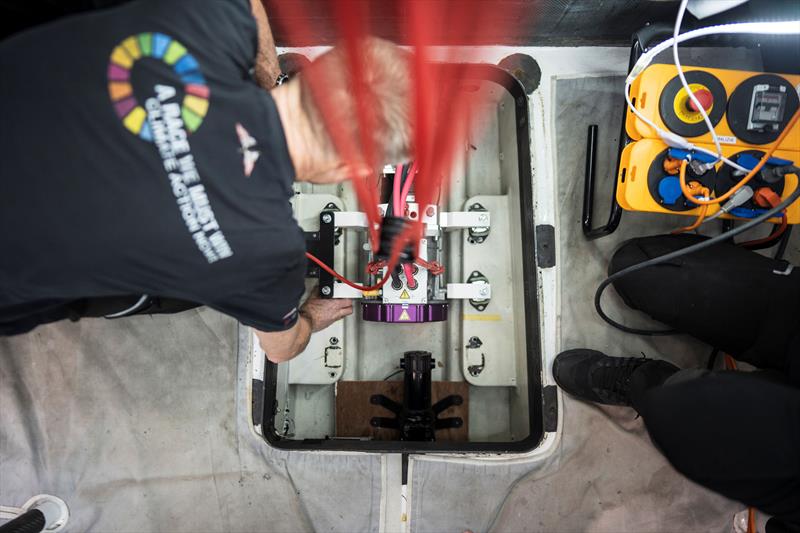 Molabo and Team Malizia IMOCA 48 volt hybrid propulsion system installation - photo © Team Malizia