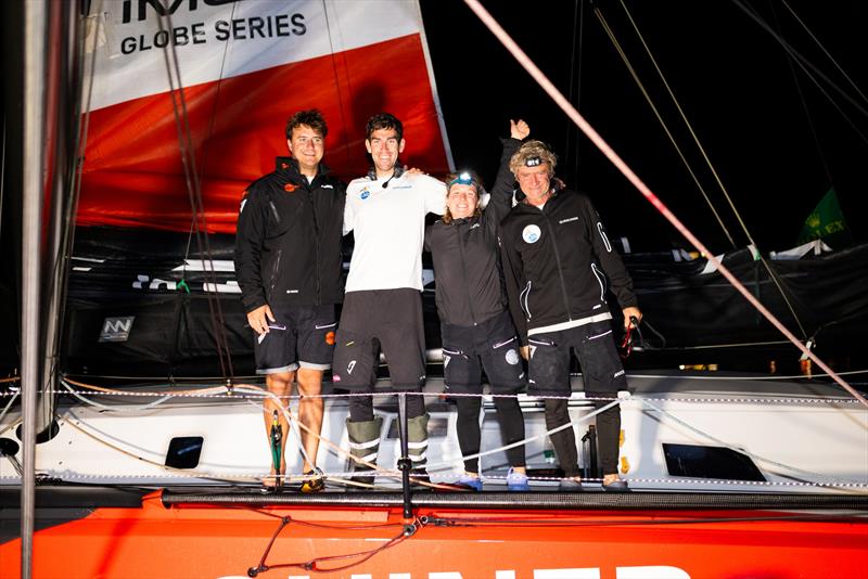 Association Petits Princes-Queguine celebrates IMOCA victory - Rolex Fastnet Race Day 4 - photo © Arthur Daniel / RORC