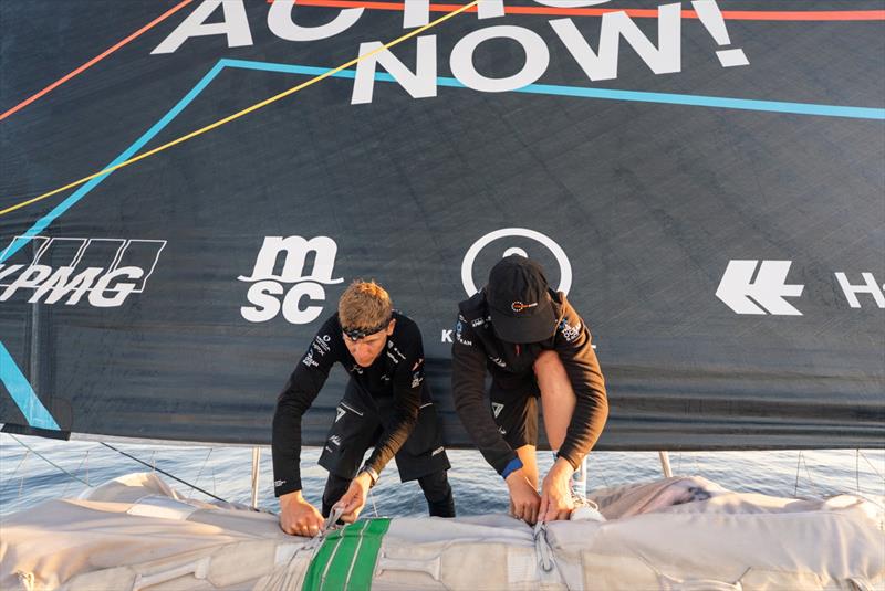 Skipper Will Harris and co-skipper Francesca Clapcich during Leg 2 of The Ocean Race Europe 2025 - photo © Flore Hartout / Team Malizia