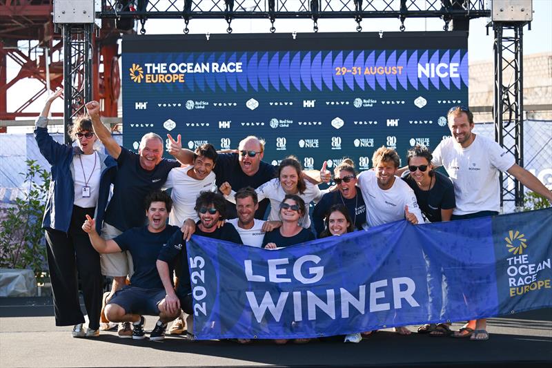 Biotherm, skippered by Paul Meilhat celebrates with his crew winning The Ocean Race Europe Leg 3 in Nice, France - photo © Vincent Curutchet / The Ocean Race Europe