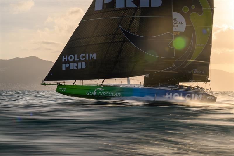 Team Holcim - PRB, skippered by Nicolas Lunven, arriving fourth of Leg 4 during The Ocean Race Europe in Genova, Italy on September 03 - photo © Jean-Louis Carli / The Ocean Race Europe 2025