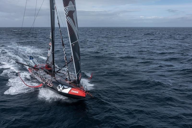 Imoca Charal, skippers Jeremie Beyou and Morgan Lagraviere, is photographed in action before the Transat Café L'or - photo © Yann Riou