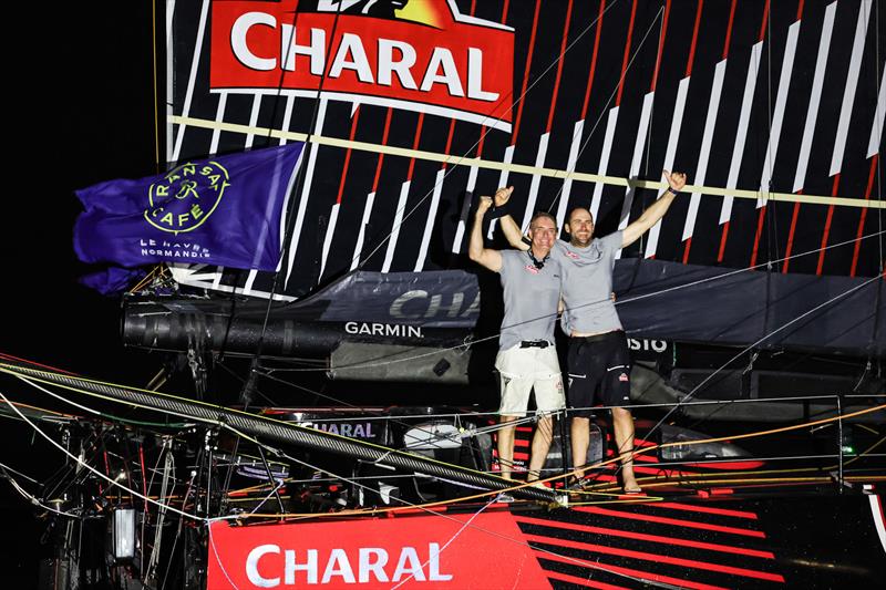 Jérémie Beyou and Morgan Lagravière on Charal 2 win the IMOCA division of the Transat Café L'OR 2025 - photo © Jean-Marie Liot / Alea