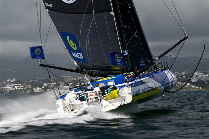 Sam Goodchild and Loïs Berrehar on Macif Santé Prévoyance finish 3rd in the IMOCA division of the Transat Café L'OR 2025 photo copyright Jean-Louis Carli / Alea taken at  and featuring the IMOCA class
